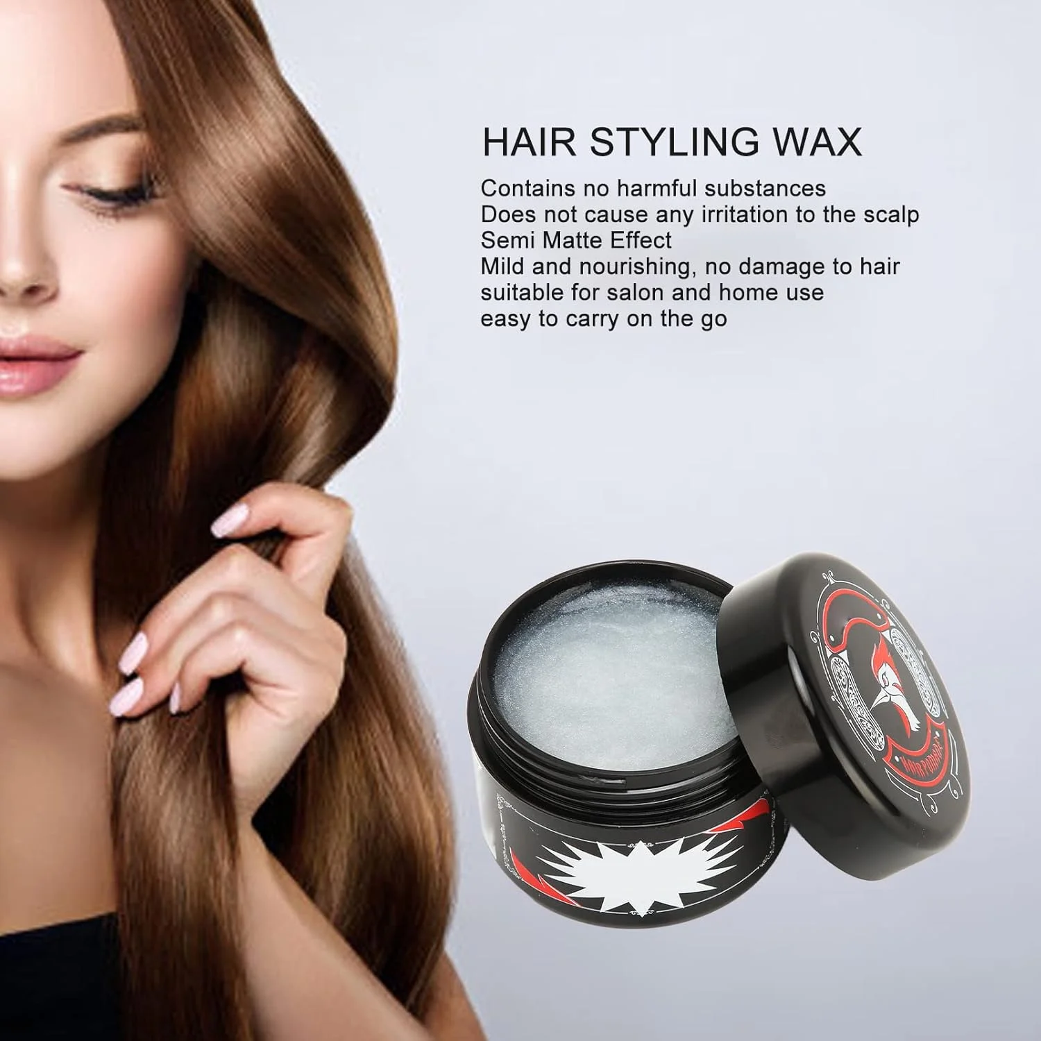 واکس مو 80 گرمی، حالت دهنده سریع و طبیعی، کرم حالت دهنده موی بادوام و قابل حمل برای سالن منزل، ژل حالت دهنده عالی برای بافتن، تاب دادن و لبه های صاف