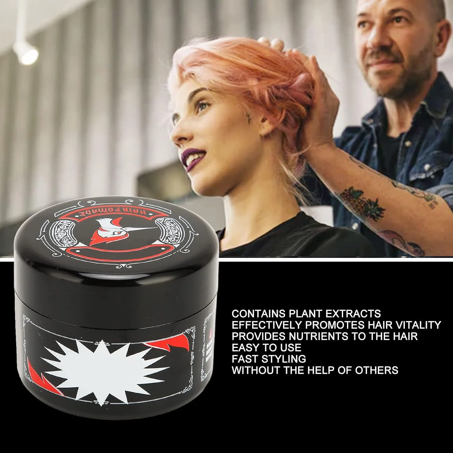 واکس مو 80 گرمی، حالت دهنده سریع و طبیعی، کرم حالت دهنده موی بادوام و قابل حمل برای سالن منزل، ژل حالت دهنده عالی برای بافتن، تاب دادن و لبه های صاف