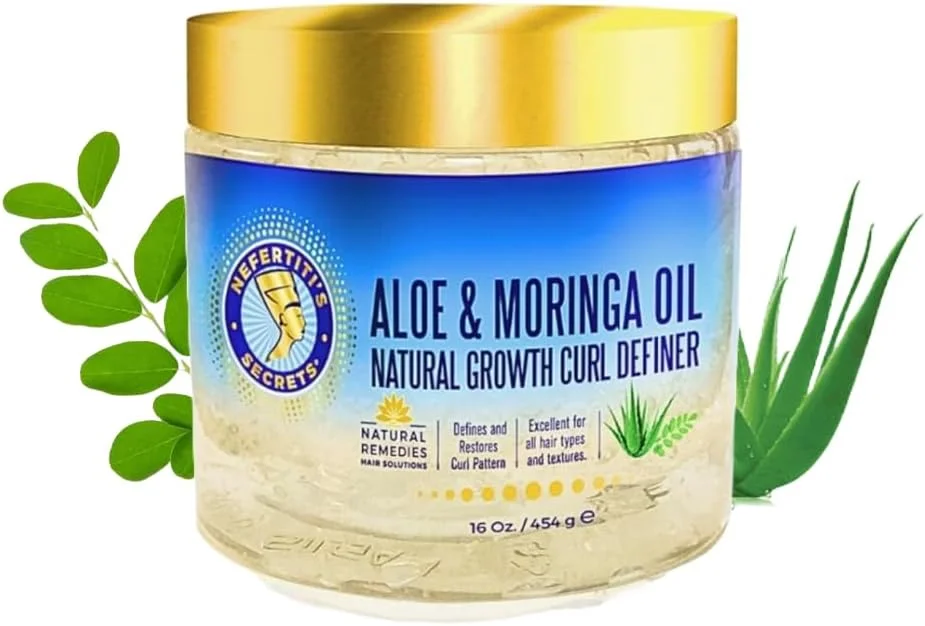 مُعرّف فر طبیعی موهای فرفری نفرتیتی سکرتز | ژل حالت دهنده فر مو حاوی آلوئه ورا و روغن مورینگا | رشد و رطوبت مو | محصولات موی فر | 454 میلی لیتر