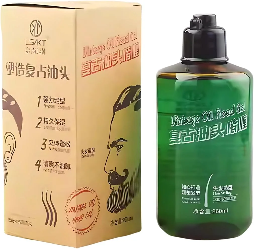 ژل حالت دهنده مو مردانه NIKITA.VIVI 260ml، ژل موی سر روغنی قدیمی برای حالت دهی قوی، ماندگاری طولانی، مرطوب کننده، سه بعدی، با طراوت و غیر چرب، ژل واکس موی حرفه ای سر روغنی رترو