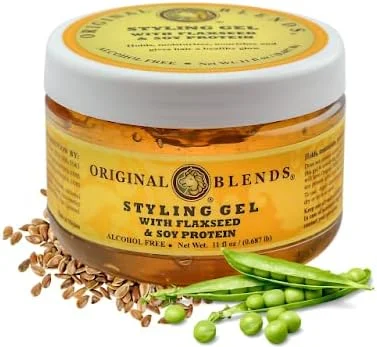 ژل حالت دهنده مو اورجینال بلِندز - ژل موی طبیعی با دانه کتان و پروتئین سویا - بدون ایجاد پوسته، با نگهداری قوی یا ملایم برای انواع مو - محصول مو برای بزرگسالان و کودکان - (ظرف ۳۲۵ میلی لیتری)