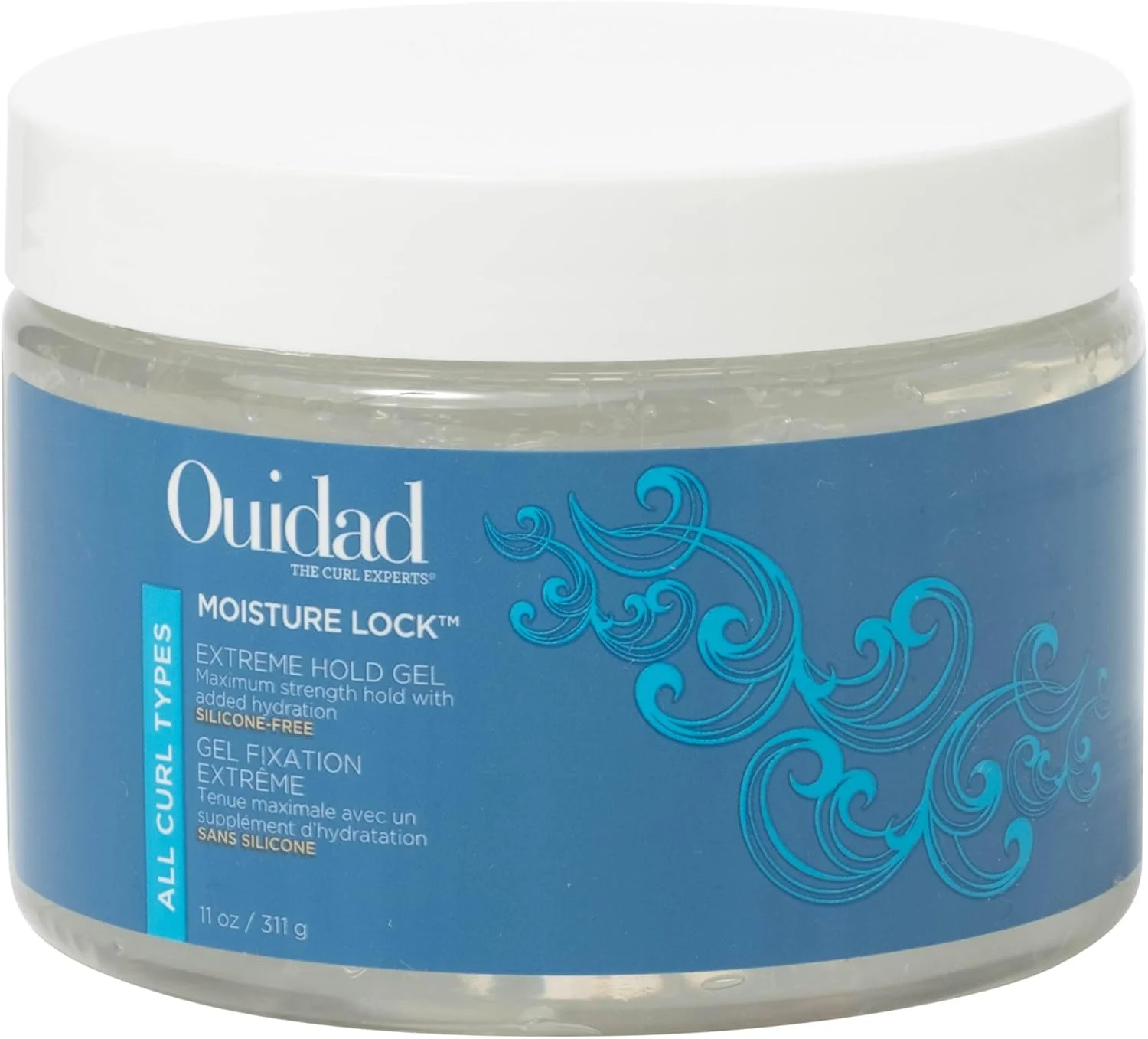 ژل موی حالت دهنده قوی Ouidad Moisture Lock - حجم 325 میلی لیتر، ژل موی حداکثر نگهدارنده برای زنان و مردان، غنی شده با آلوئه ورا، روغن تخم کتان و روغن دانه کرچک سیاه، فرمول آبرسان و بدون پوسته، مناسب برای انواع فر مو