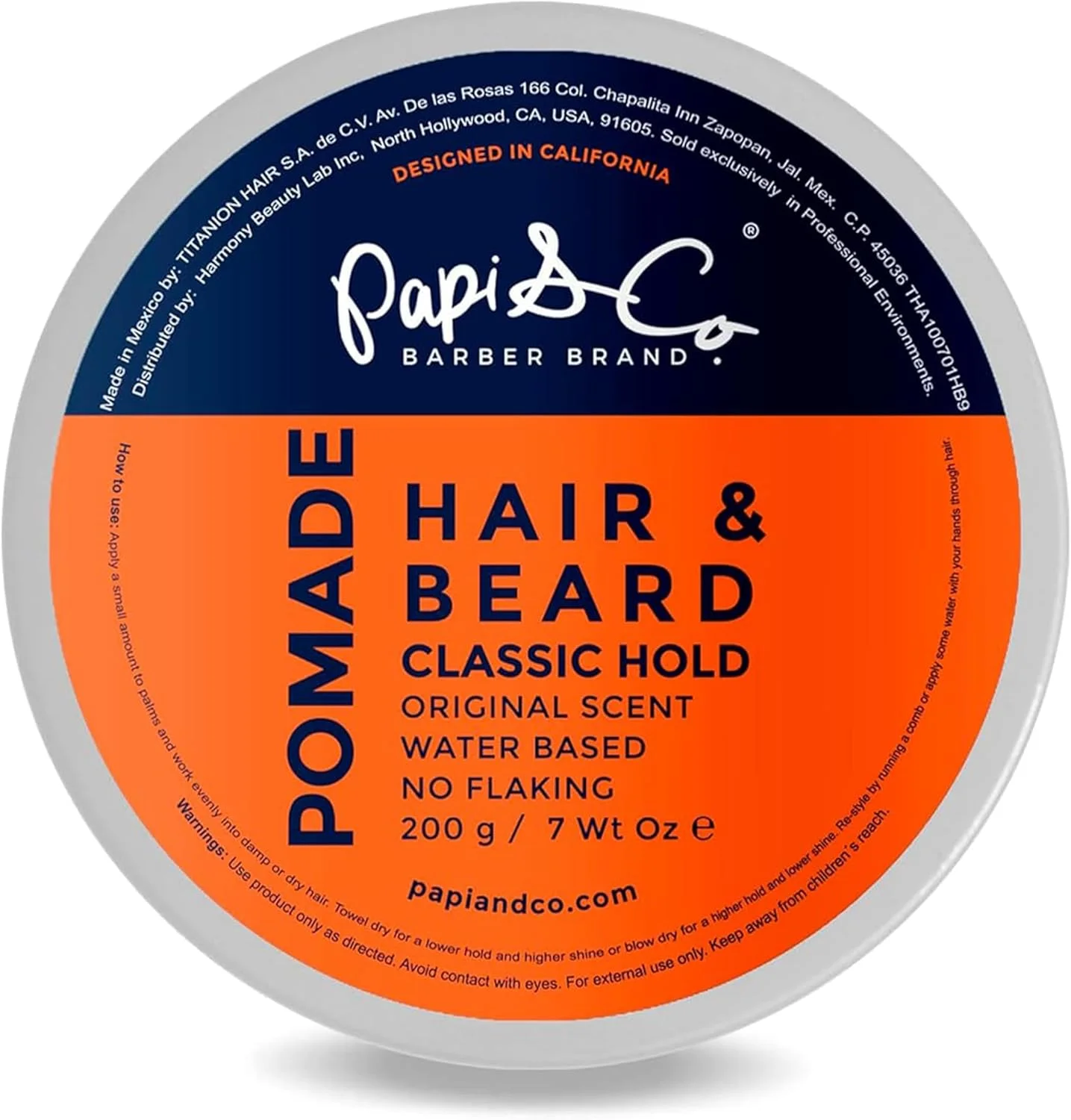 پماد موی کلاسیک Papi&Co - حالت دهنده ملایم و طبیعی بدون ایجاد شوره برای مو، سبیل و ریش 120 میل