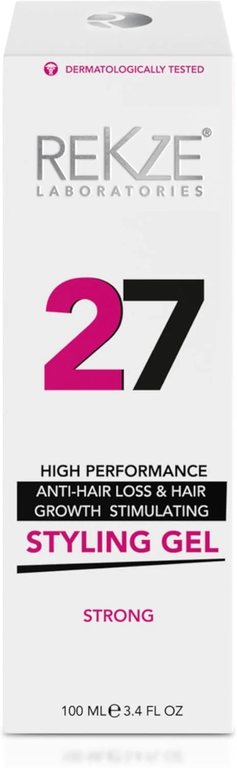 ژل حالت دهنده موی قوی محرک رشد مو و ضد ریزش مو REKZE 27، فرمولاسیون پیشرفته با کاپیکسیل، روغن آرگان، کافئین، کراتین، پرولین برای آقایان و بانوان، تقویت کننده مو، کاهش دهنده شکستگی مو