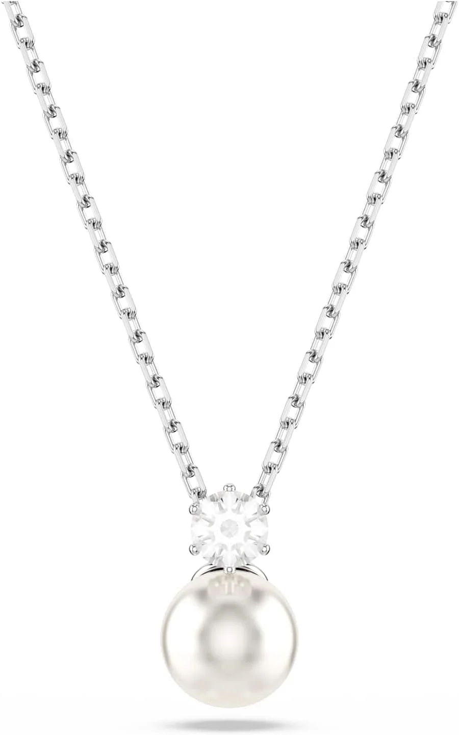 آویز سواروسکی ماتریکس، مروارید کریستالی، برش گرد، سفید، روکش رودیوم