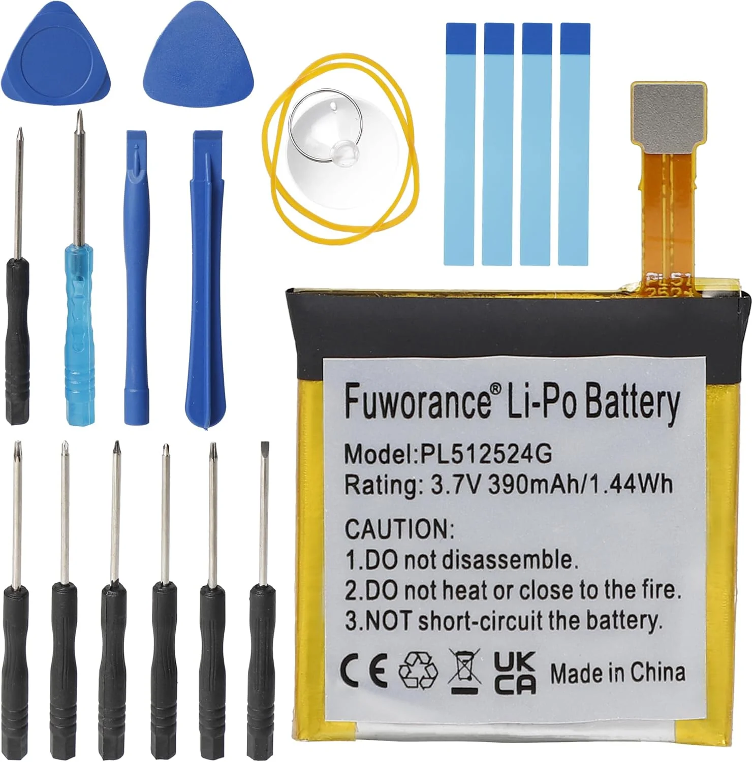 باتری جایگزین 390mAh 3.7V PL512524G سازگار با ساعت های Amazfit T-rex Verge Lite, A1807, A1801, A1808, A1811, A1818, A1918, GTR47, V010، باتری لیتیوم پلیمری، کیت تعمیر