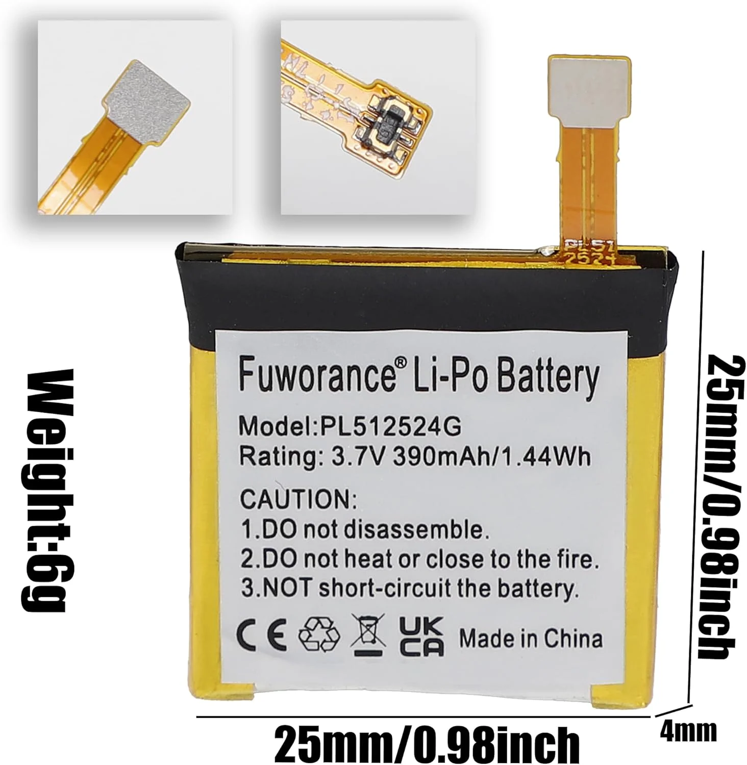 باتری جایگزین 390mAh 3.7V PL512524G سازگار با ساعت های Amazfit T-rex Verge Lite, A1807, A1801, A1808, A1811, A1818, A1918, GTR47, V010، باتری لیتیوم پلیمری، کیت تعمیر