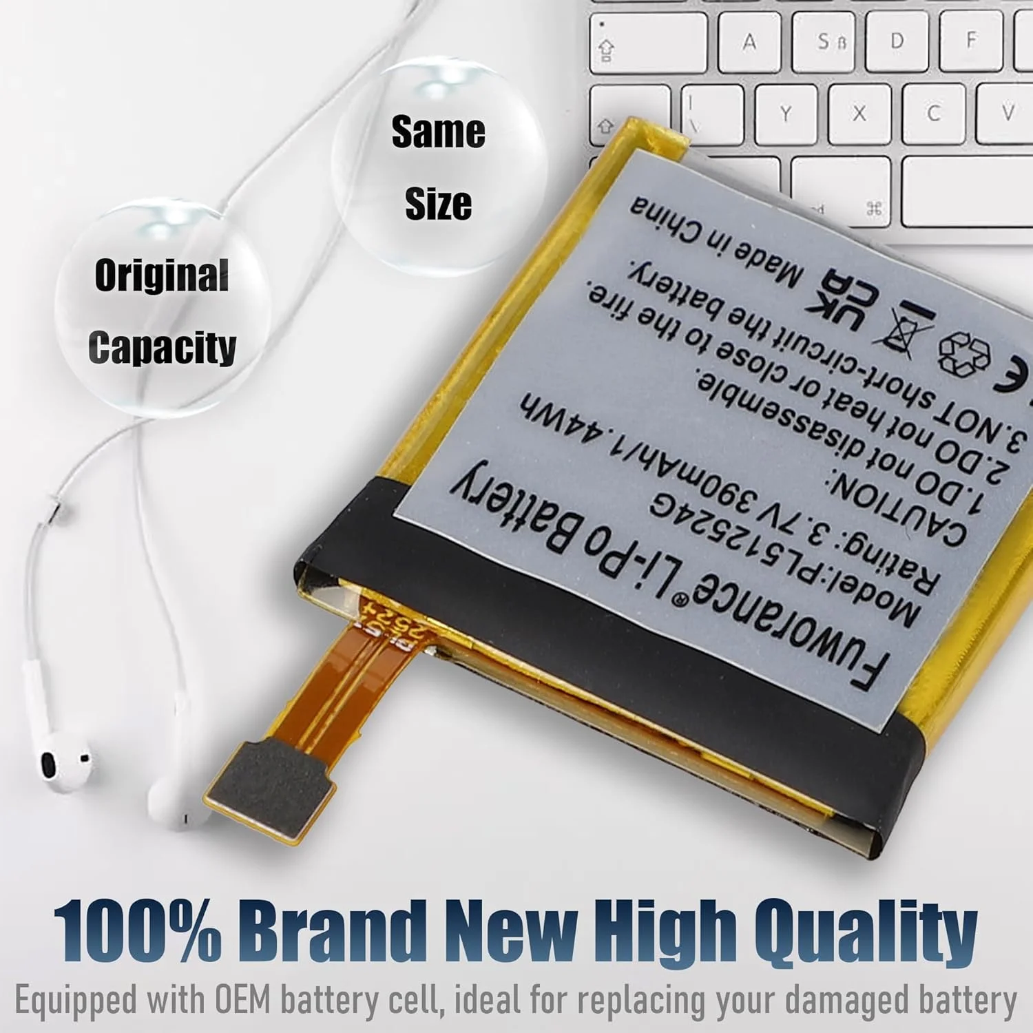 باتری جایگزین 390mAh 3.7V PL512524G سازگار با ساعت های Amazfit T-rex Verge Lite, A1807, A1801, A1808, A1811, A1818, A1918, GTR47, V010، باتری لیتیوم پلیمری، کیت تعمیر