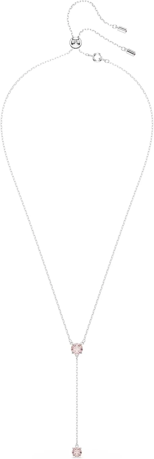 گردنبند سواروسکی Attract Y، برش گرد، صورتی، روکش رودیوم