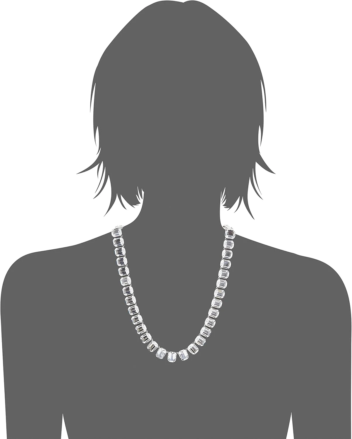 گردنبند میلنیا با برش هشت ضلعی، روکش رودیوم، سفید