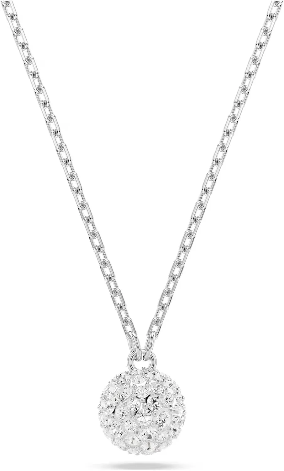 گردنبند آویز زنانه سواروسکی Dextera با روکش رودیوم، طرح کروی برش گرد، سفید
