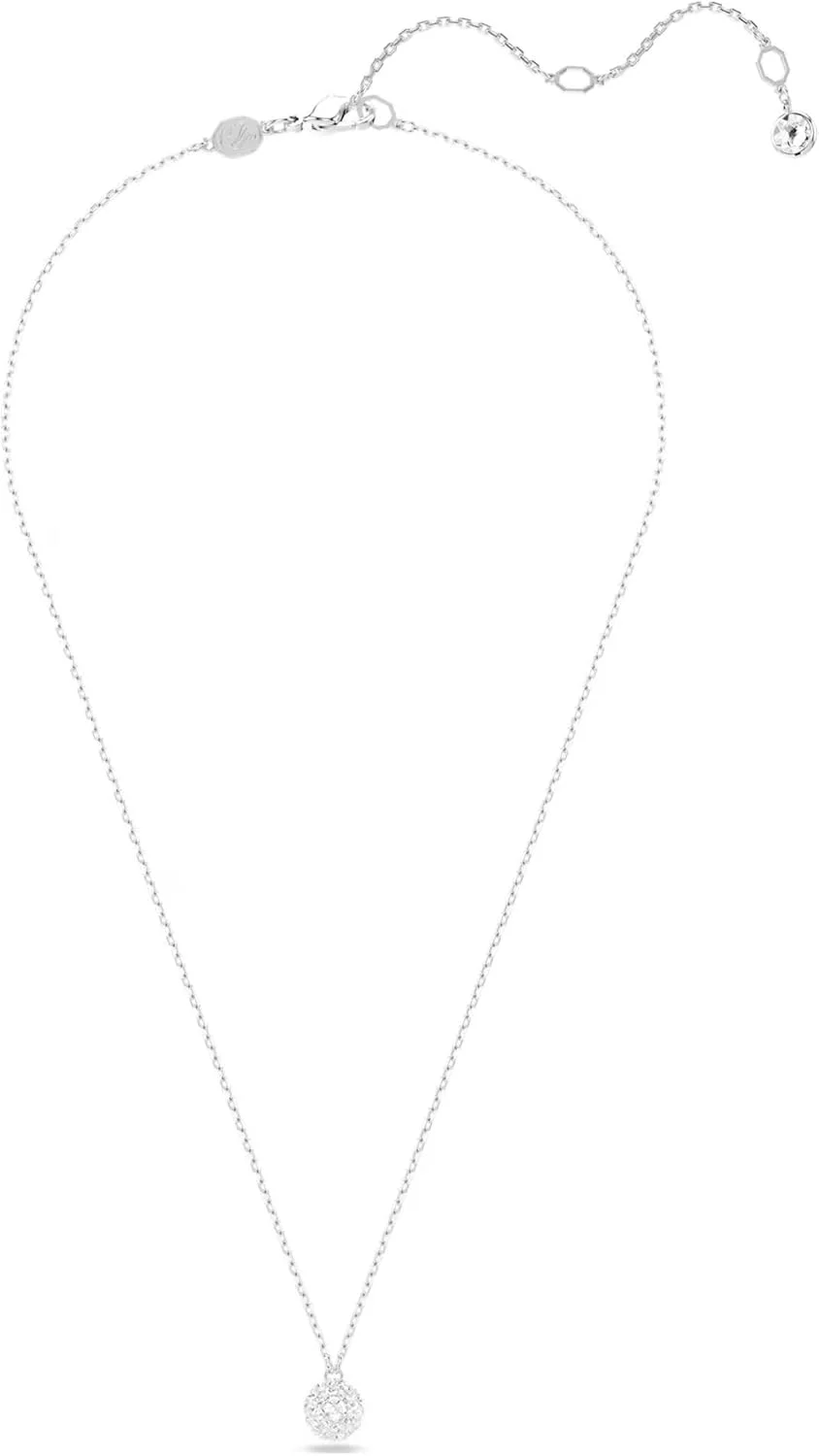 گردنبند آویز زنانه سواروسکی Dextera با روکش رودیوم، طرح کروی برش گرد، سفید
