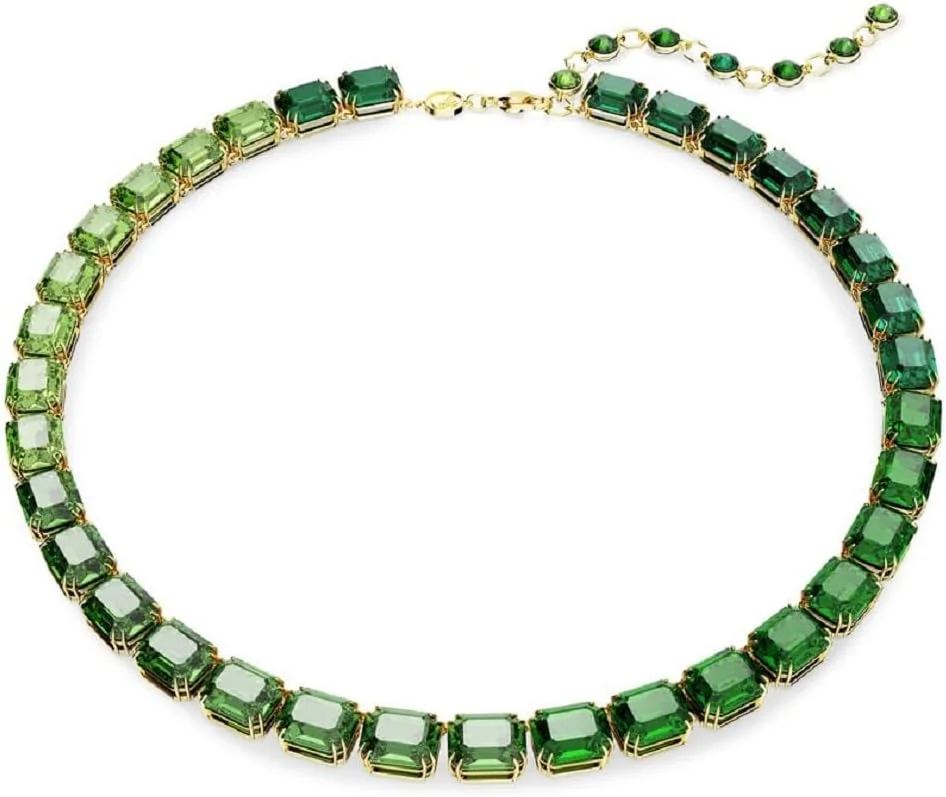 گردنبند سواروسکی Millenia، برش هشت ضلعی، گرادیان رنگ، سبز، روکش طلایی