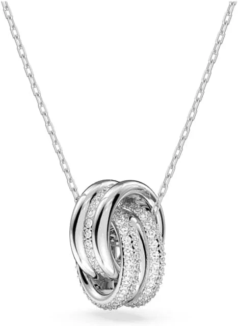 گردنبند آویز زنانه سواروسکی Hyperbola، دایره های در هم تنیده - سفید - روکش رودیوم - 5646724، تک سایز، کریستال، روکش نقره ای / سفید، زیرکونیا