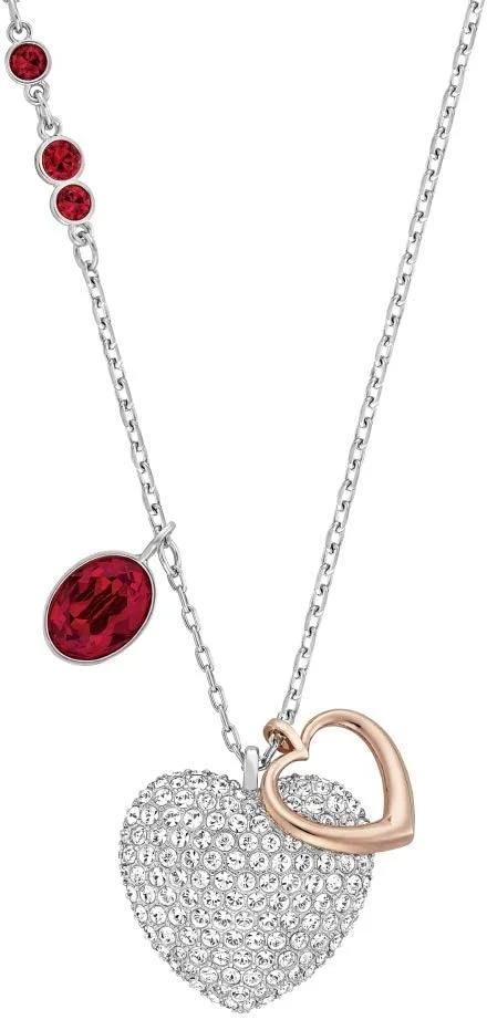 گردنبند زنانه سواروسکی مدل قلب دوتایی متوسط 5169393، سایز: تک سایز؛ رنگ: نقره ای