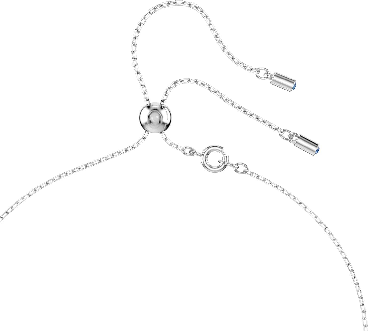 گردنبند Y آویز کریستال سواروسکی، برش گرد، سنگ های آبی و صورتی، روکش رودیوم، بخشی از مجموعه آویز