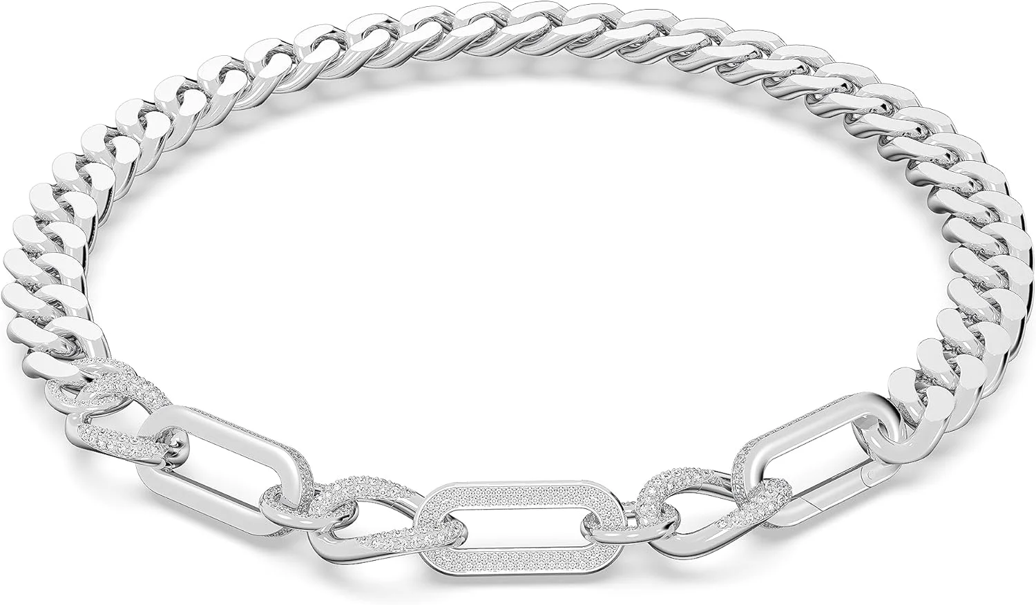 گردنبند سواروسکی Dextera، مدل بیانیه، حلقه های ترکیبی، سفید، روکش رودیوم