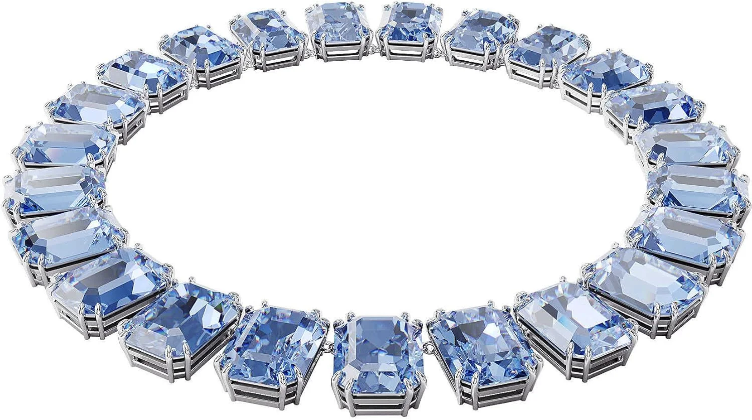 گردنبند سواروسکی میلنیا، برش هشت ضلعی، آبی، روکش رودیوم