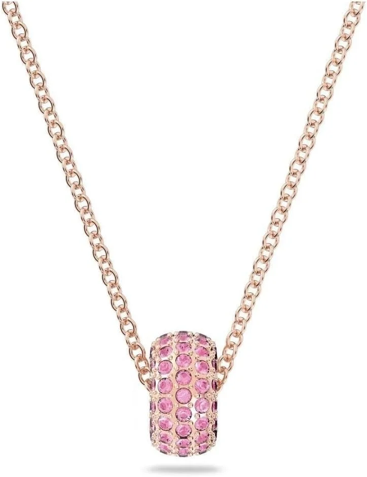 آویز نگین دار سواروسکی با روکش طلای رزگلد، صورتی، یک سایز