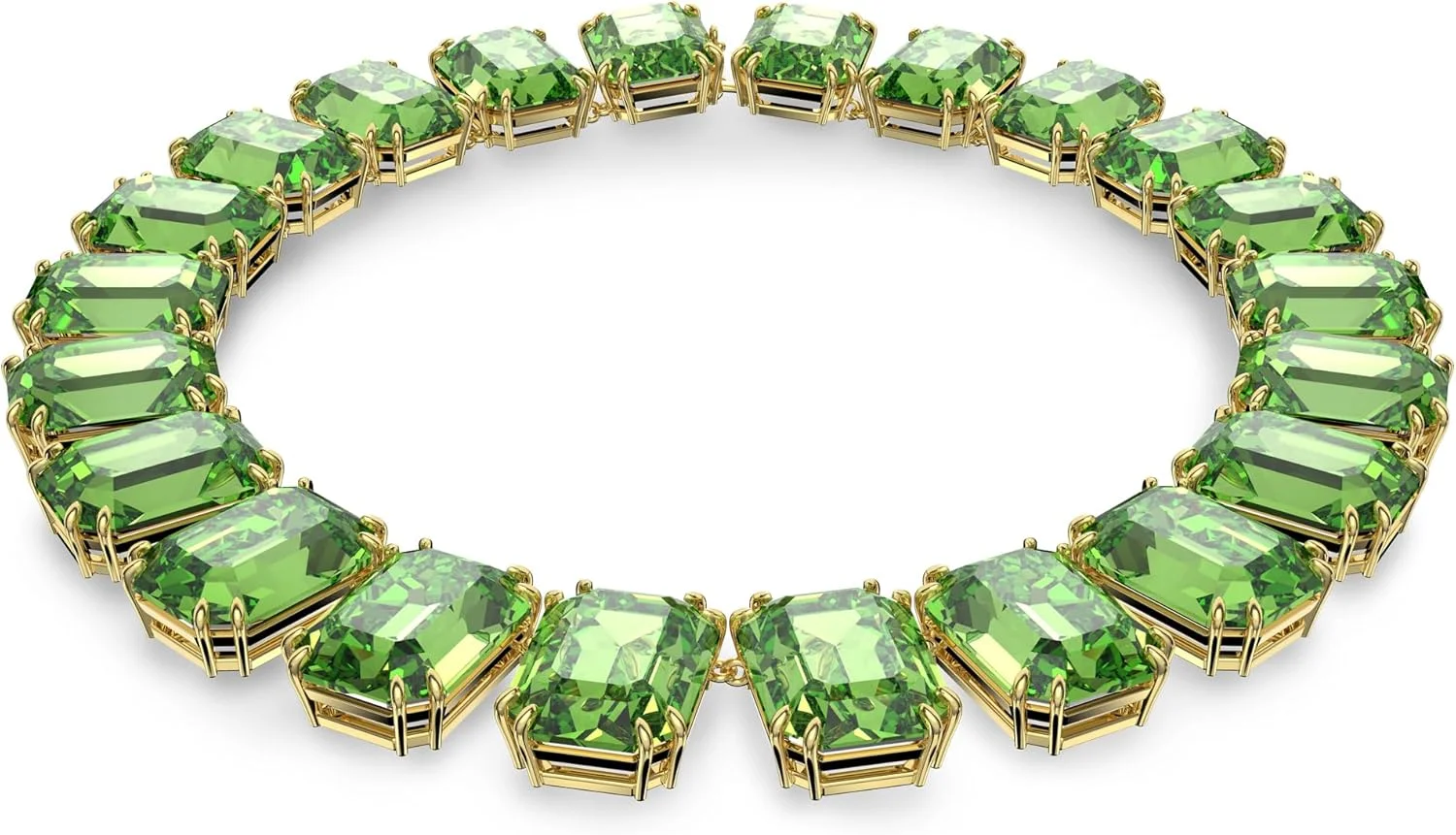 گردنبند سواروسکی مدل Millenia، کریستال های بزرگ، برش هشت ضلعی، سبز، روکش طلایی