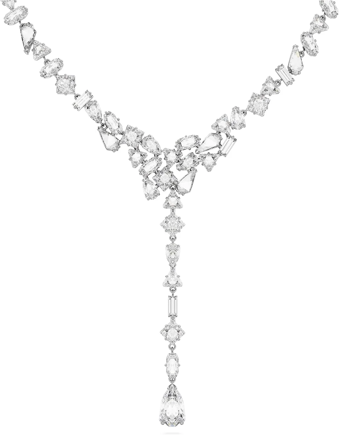 گردنبند Y سواروسکی Mesmera، برش های ترکیبی، سفید، روکش رودیوم