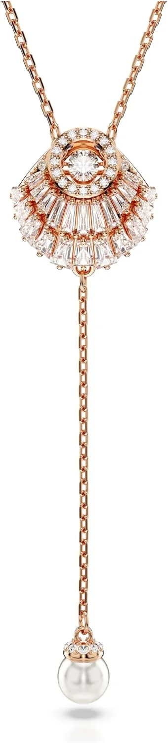 آویز صدفی زنانه سواروسکی مدل Idyllia با روکش طلایی رزگلد، سفید