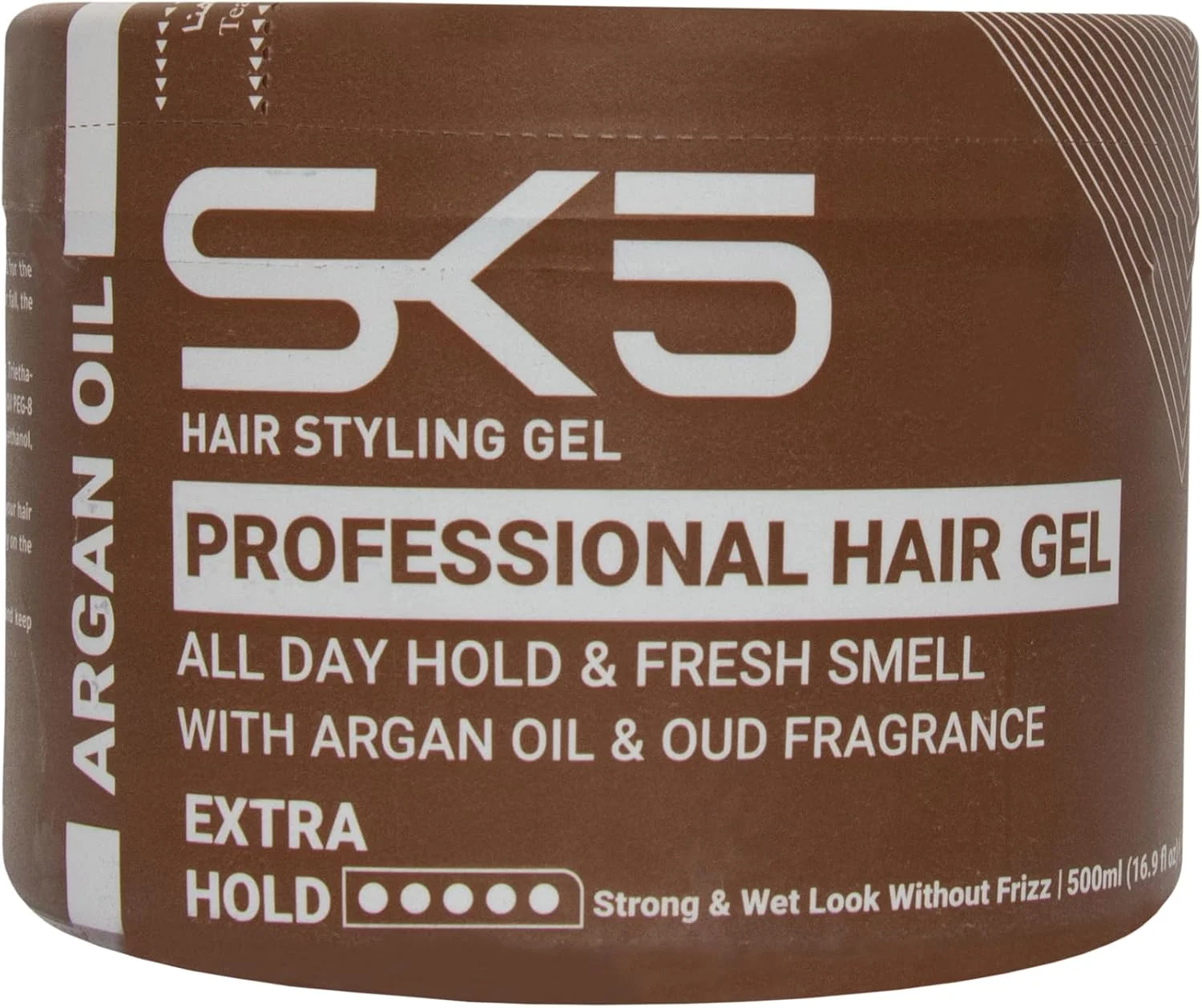 ژل موی حرفه ای روغن آرگان SK5 حجم 500 میلی لیتر – حالت دهنده قوی، کنترل وز و فرمول غیر چسبنده