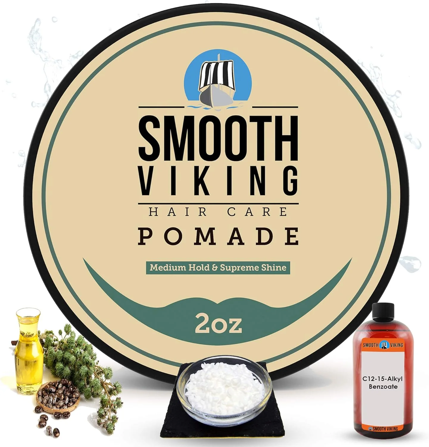 پماد حالت دهنده موی صورت مردانه Smooth Viking - حالت دهی متوسط و درخشش بالا - فرمول حالت دهنده مو برای موهای صاف، ضخیم و فر - 2 OZ