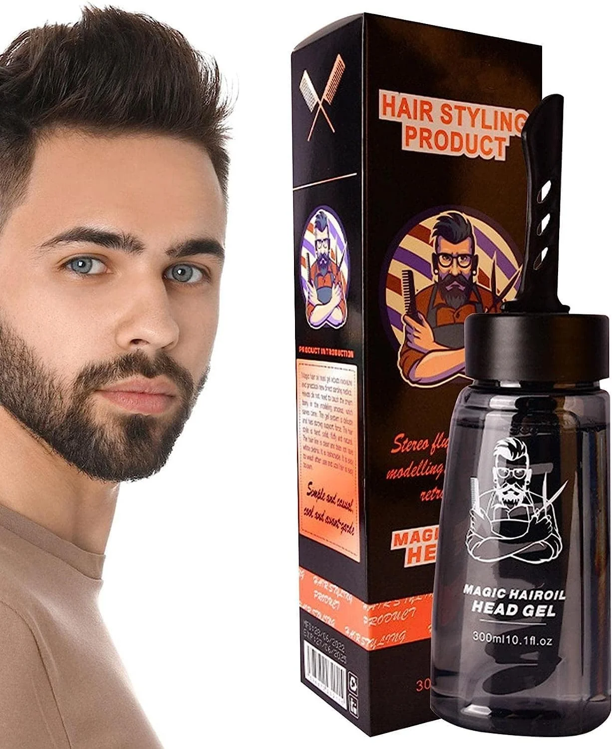 ژل حالت دهنده مو مردانه 3 عددی با شانه، ژل واکس مو 2 در 1 با شانه، کرم موی سبک ابزار حالت دهنده مو سالنی، حالت دهنده سریع مو