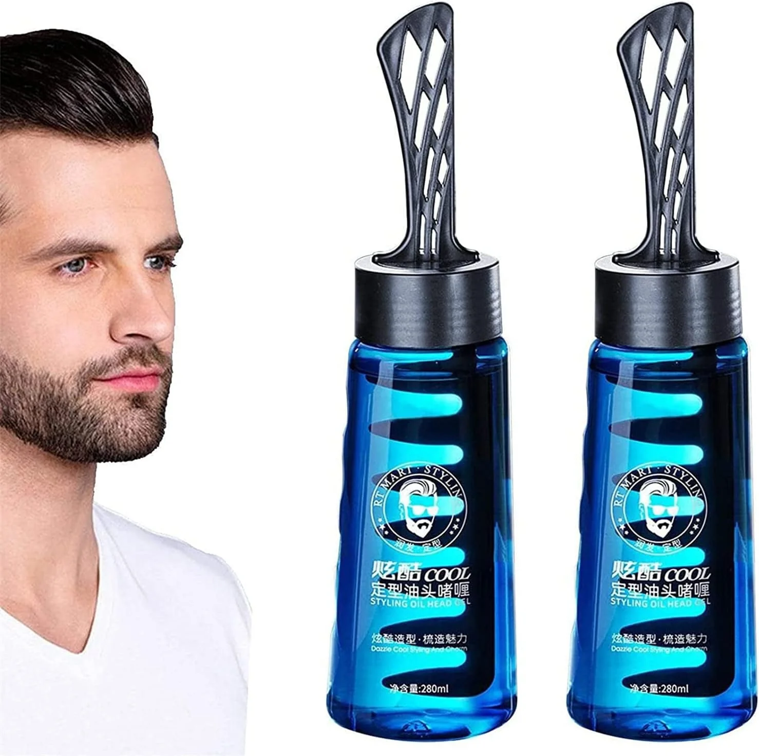 ژل حالت دهنده مو 2 در 1 به همراه شانه، حالت دهنده موی مردانه با ماندگاری طولانی، ژل حالت دهنده سریع موی مردانه مناسب آرایشگاه (2 عدد)