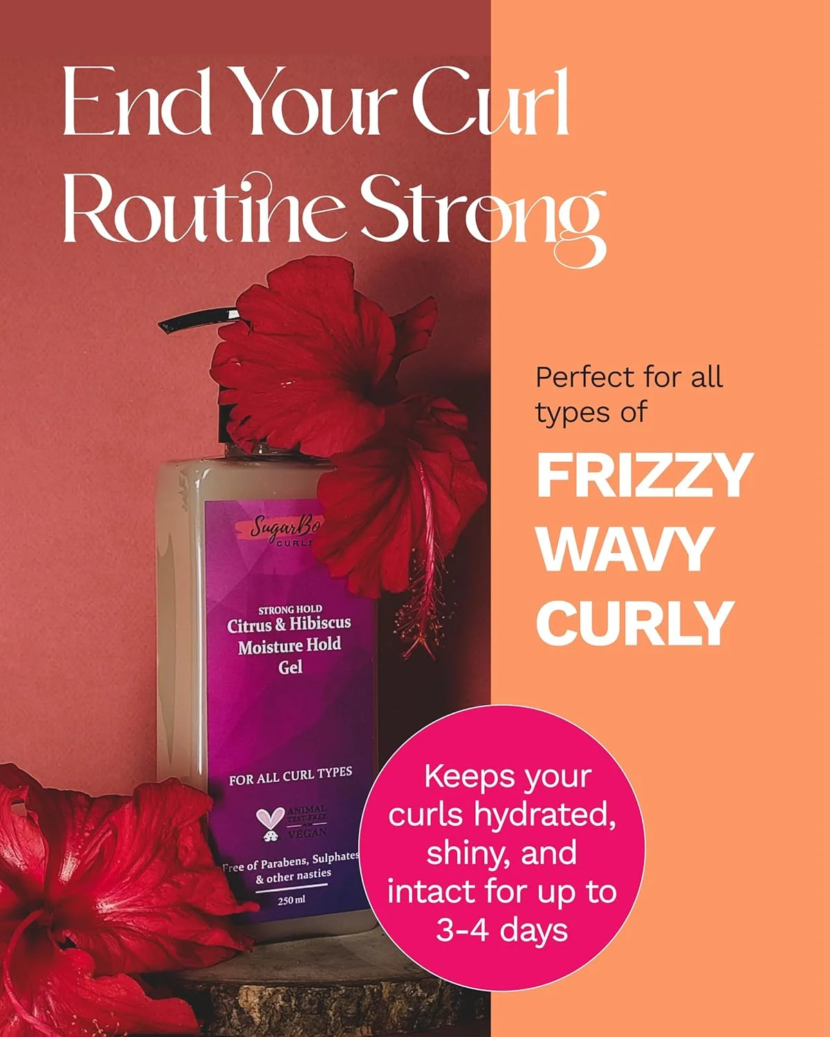 ژل حالت دهنده موی فر مرکبات و گل بامیه شوگربو | آبرسان و حالت دهنده موهای فر | وگان و بدون سولفات | 100 میلی لیتر