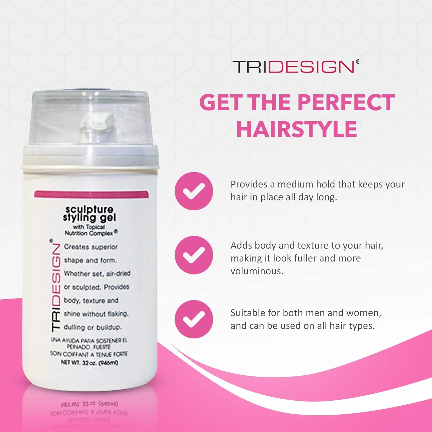 ژل حالت دهنده مو تری دیزاین مدل Tri Sculpture، ۹۴۶ میلی لیتر