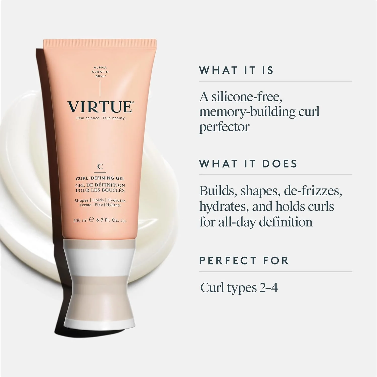 ژل حالت دهنده موی فر VIRTUE | سایز بزرگ 200 میل | حالت می دهد، نگه می دارد، انواع موی فر را آبرسانی می کند ژل حالت دهنده موی فر VIRTUE | سایز بزرگ 200 میل | حالت می دهد، نگه می دارد، انواع موی فر را آبرسانی می کند