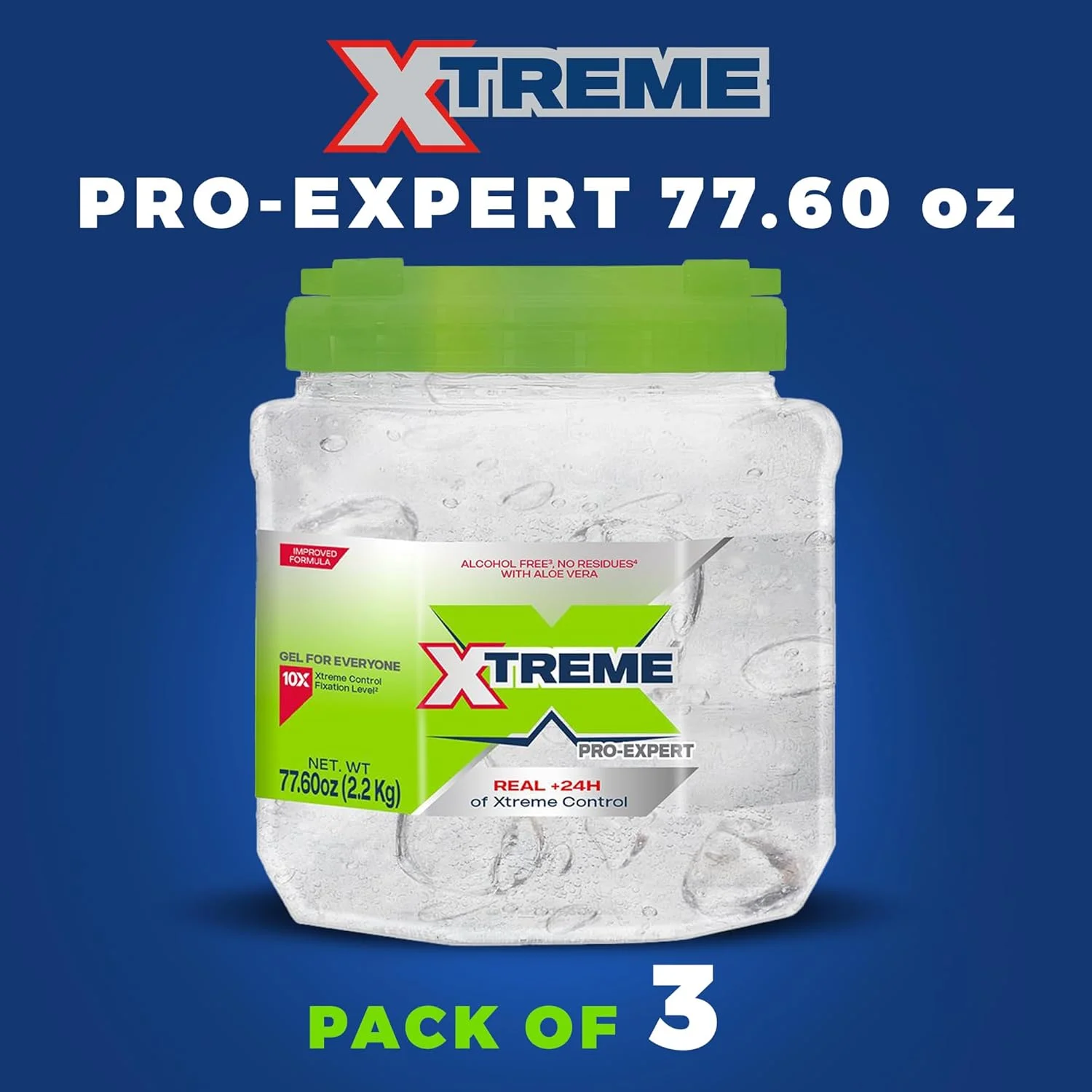 ژل حالت دهنده موی شفاف Xtreme Pro-Expert، بدون الکل، کنترل قوی 24 ساعته با آلوئه ورا، ظرف 2300 میلی لیتری (بسته 3 عددی) ژل حالت دهنده موی شفاف Xtreme Pro-Expert، بدون الکل، کنترل قوی 24 ساعته با آلوئه ورا، ظرف 2300 میلی لیتری (بسته 3 عددی)
