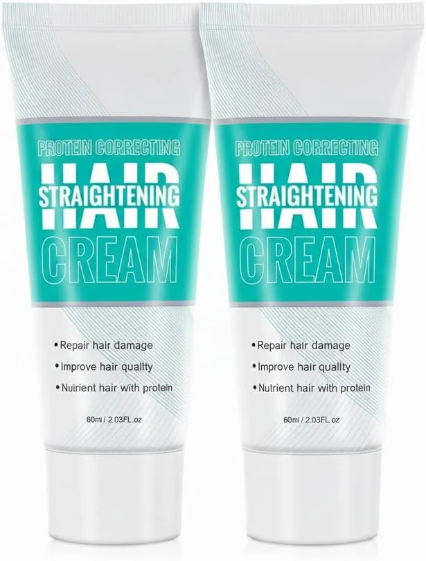 کرم صاف کننده مو آزونی - فرمول جدید پروتئینی اصلاح کننده برای موهای صاف و درخشان - محصول ملایم صاف کننده برای زنان و مردان (دو عدد)