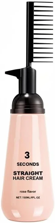 کرم صاف کننده فوری مو آزونی با برس شانه دار، صاف کننده و مغذی مو، کرم صاف کننده مو برای صاف کردن فر، گره و وز، درمان کامل صاف کننده مو