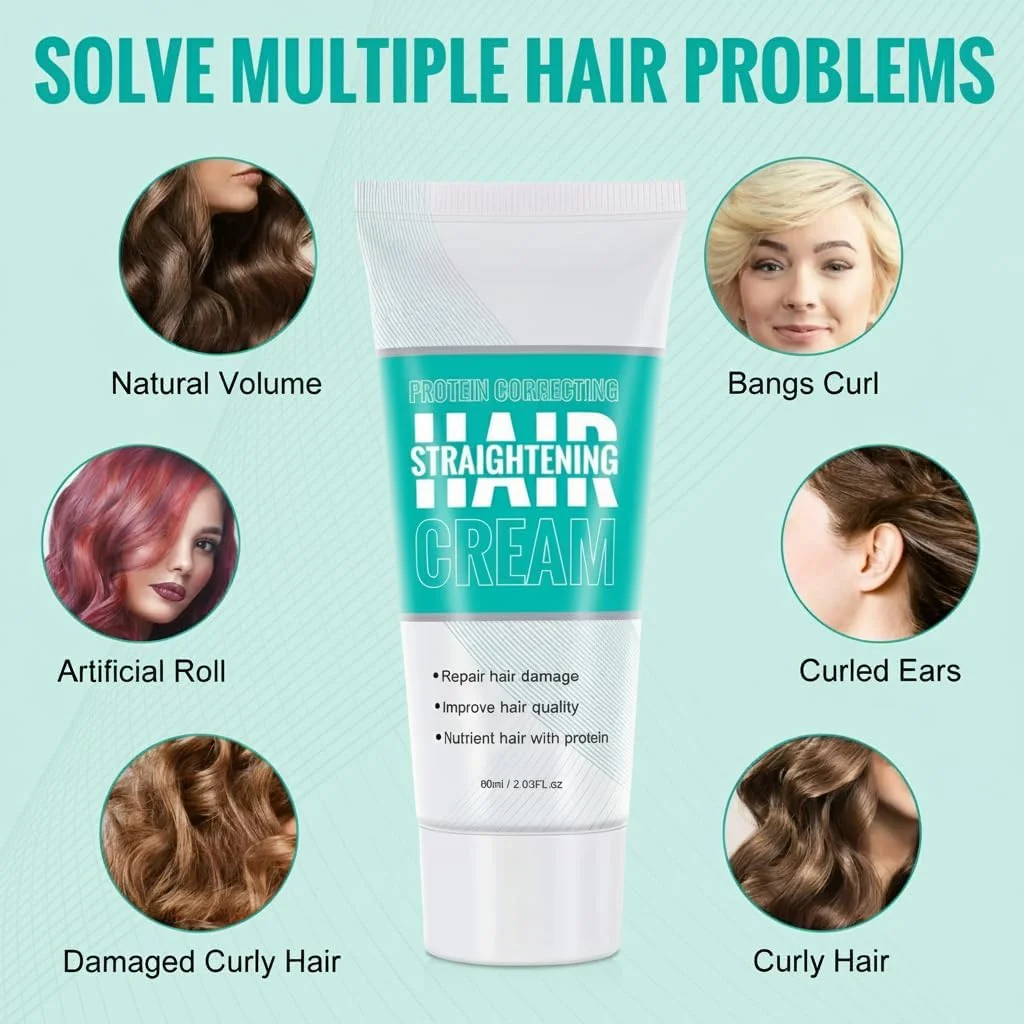 کرم صاف کننده مو آزونی - فرمول جدید پروتئینی اصلاح کننده برای موهای صاف و درخشان - محصول ملایم صاف کننده برای زنان و مردان (دو عدد)