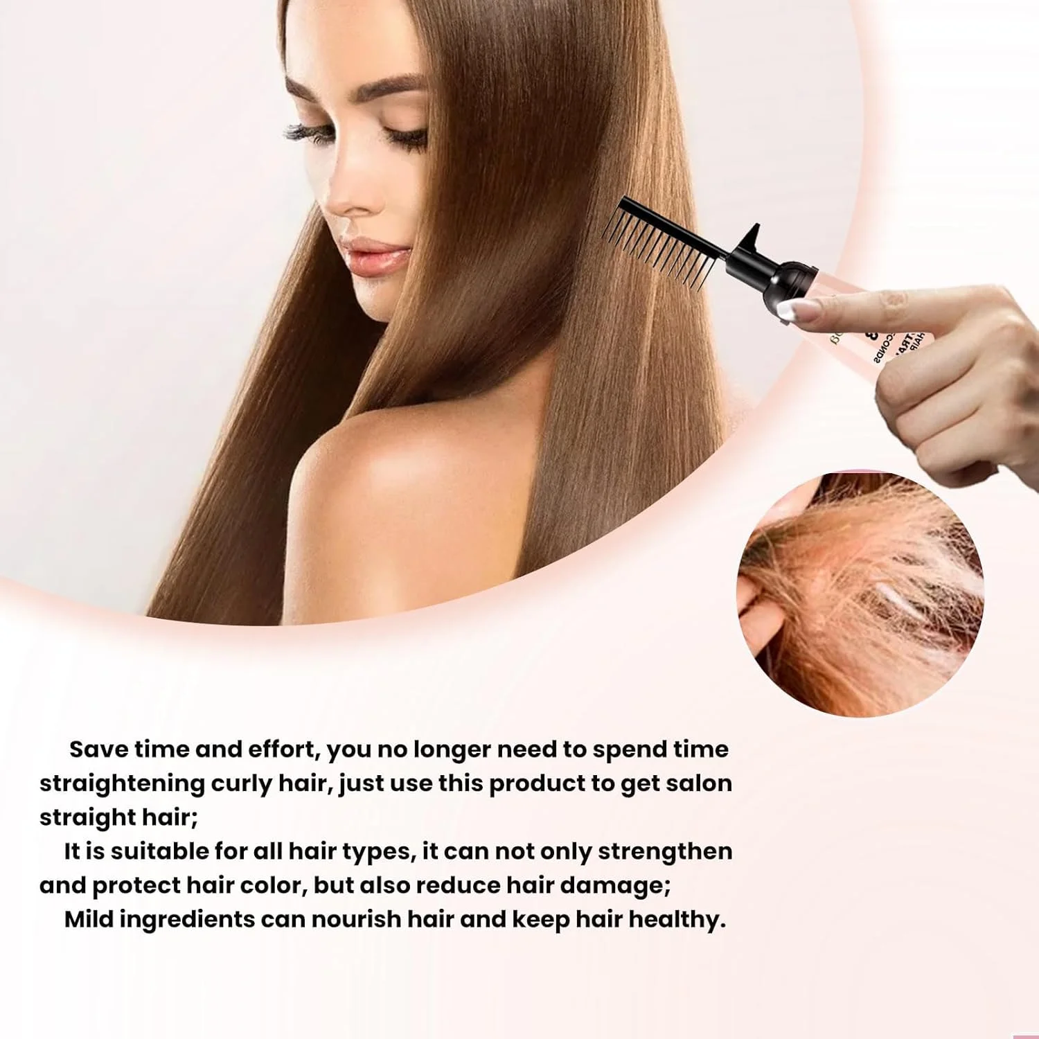 کرم صاف کننده فوری مو آزونی با برس شانه دار، صاف کننده و مغذی مو، کرم صاف کننده مو برای صاف کردن فر، گره و وز، درمان کامل صاف کننده مو کرم صاف کننده فوری مو آزونی با برس شانه دار، صاف کننده و مغذی مو، کرم صاف کننده مو برای صاف کردن فر، گره و وز، درمان کامل صاف کننده مو