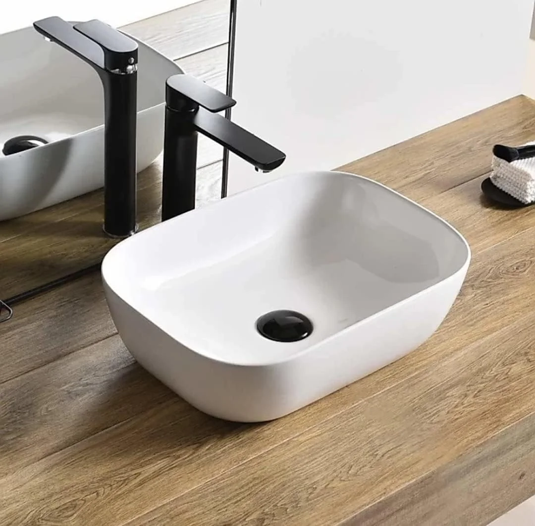 روشویی رو کابینتی برای حمام | روشویی رو کابینتی برای اتاق نشیمن | روشویی کابینتی | سینک سرامیکی آشپزخانه و حمام (45x33x13 سانتی متر) (سفید ساده)