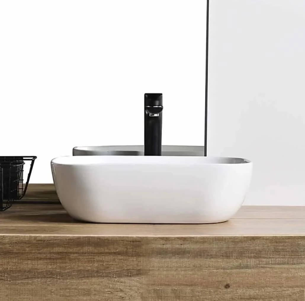 روشویی رو کابینتی برای حمام | روشویی رو کابینتی برای اتاق نشیمن | روشویی کابینتی | سینک سرامیکی آشپزخانه و حمام (45x33x13 سانتی متر) (سفید ساده)