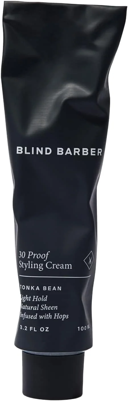 کرم حالت دهنده مو، ریش و سبیل مردانه Blind Barber 30 Proof - کرم حالت دهنده مو با قابلیت انعطاف پذیری - کنترل وز ریش و سبیل - کرم حالت دهنده بر پایه آب با نگهداری سبک و درخشش طبیعی (100ml / 3.2oz)