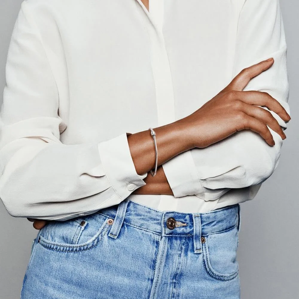 دستبند زنجیری زنانه پاندورا Moments با قفل استوانه ای از جنس نقره استرلینگ، مناسب برای آویزها