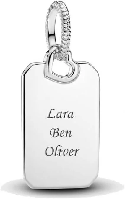 آویز مستطیلی نقره استرلینگ پاندورا با قابلیت حکاکی برای بانوان، نقره ای