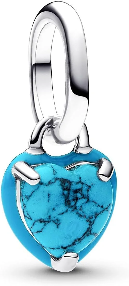 آویز مینی قلب فیروزه ای پاندورا ME ساخته شده از نقره استرلینگ، سازگار با آویزهای Me و Moments، 793827C01