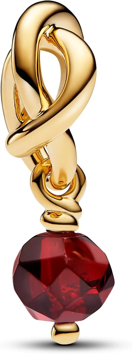 آویز پاندورا با روکش طلای 14 عیار و کریستال قرمز سالسا برای بانوان، طلای زرد