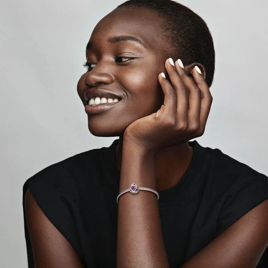 آویز دستبند پاندورا، دایره ابدیت صورتی اکتبر - زیورآلات خیره کننده زنانه - هدیه برای زنان - ساخته شده با نقره استرلینگ و کریستال دست ساز