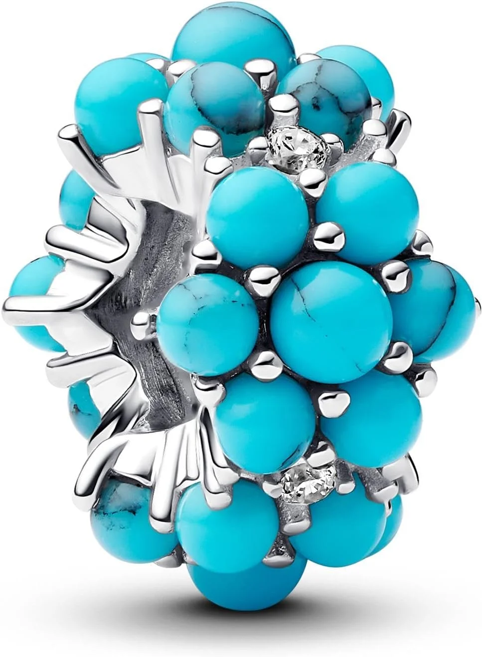 آویز اقیانوس فیروزه ای پاندورا مدل Moments 793897C02 نقره استرلینگ با زیرکونیا سازگار با آویز Moments، 11,5x10,7x7,3 میلی متر، نقره استرلینگ، زیرکونیا