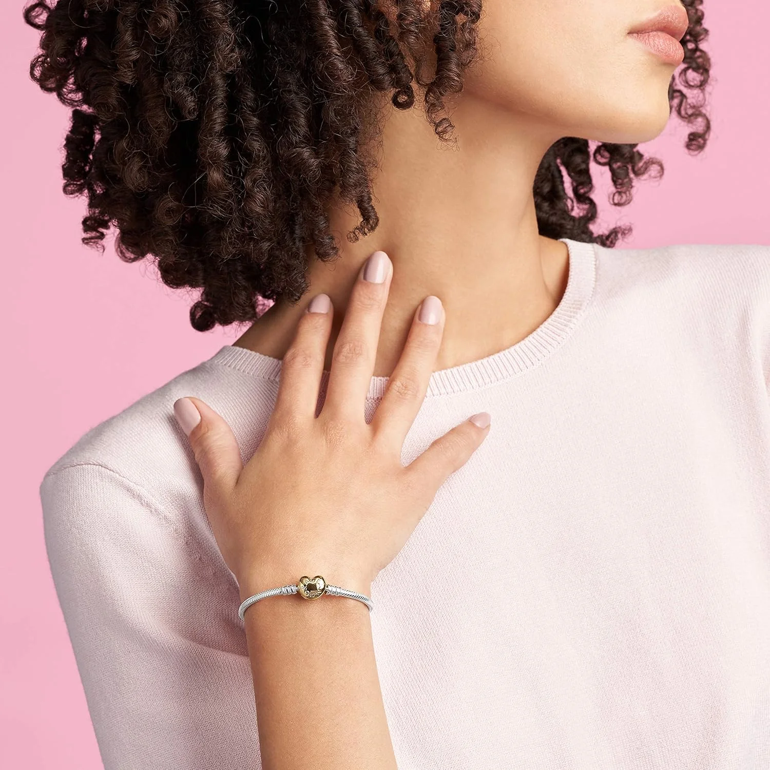 دستبند پاندورا Icons Shine با قفل قلبی روکش طلای 14 عیار