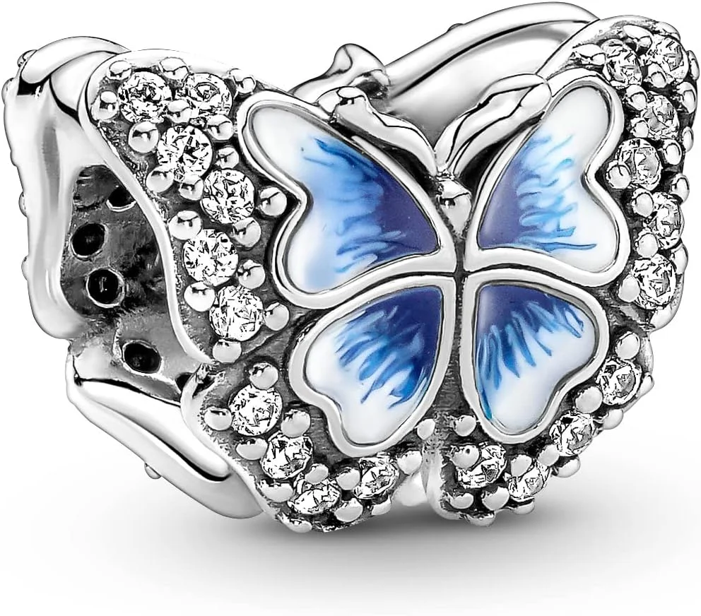حلقه آویز پاندورا مومنتس طرح پروانه، نقره استرلینگ، با زیرکونیا کوبیک شفاف، مینای دندان آبی و سفید حلقه آویز پاندورا مومنتس طرح پروانه، نقره استرلینگ، با زیرکونیا کوبیک شفاف، مینای دندان آبی و سفید
