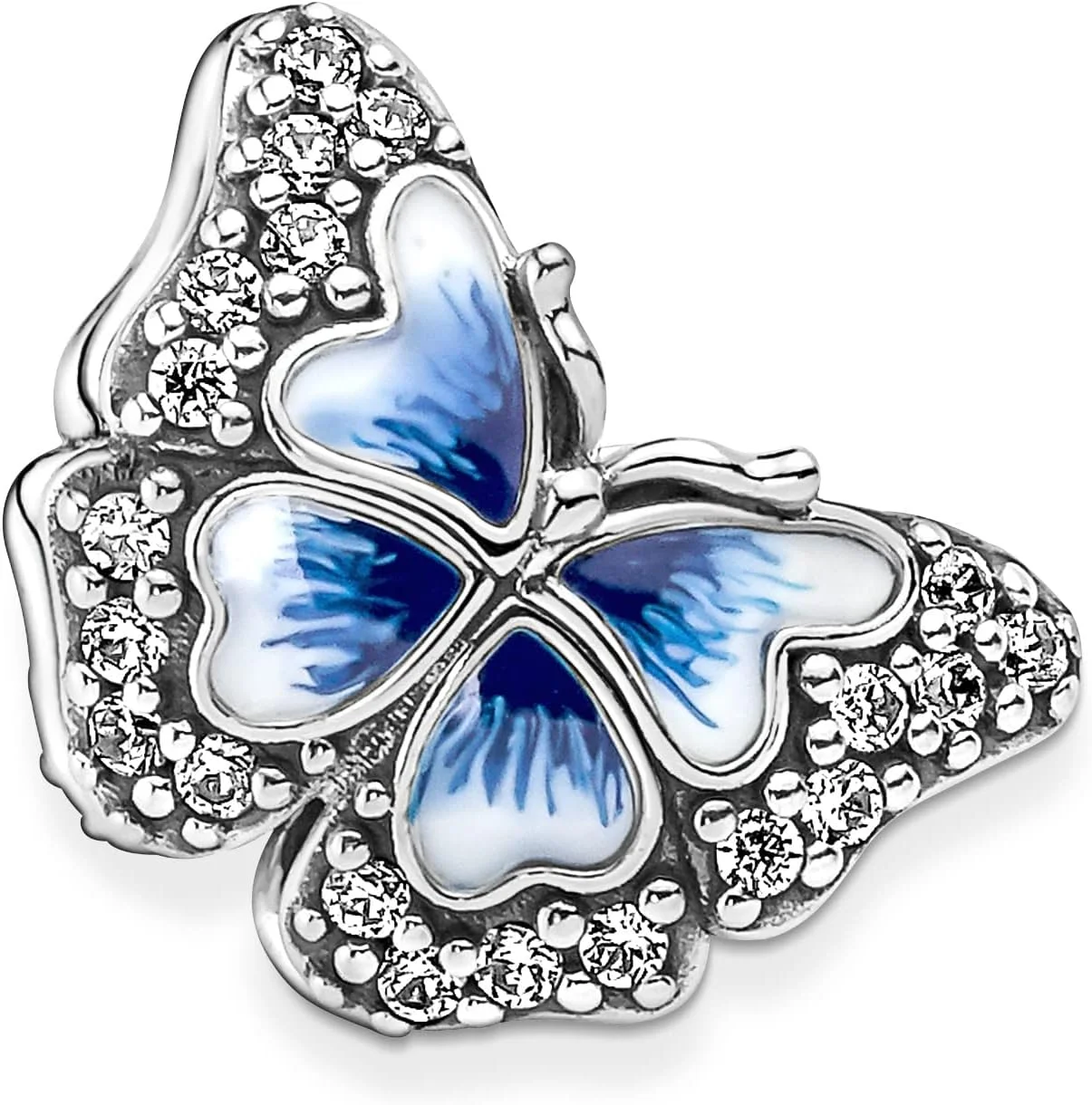 حلقه آویز پاندورا مومنتس طرح پروانه، نقره استرلینگ، با زیرکونیا کوبیک شفاف، مینای دندان آبی و سفید حلقه آویز پاندورا مومنتس طرح پروانه، نقره استرلینگ، با زیرکونیا کوبیک شفاف، مینای دندان آبی و سفید